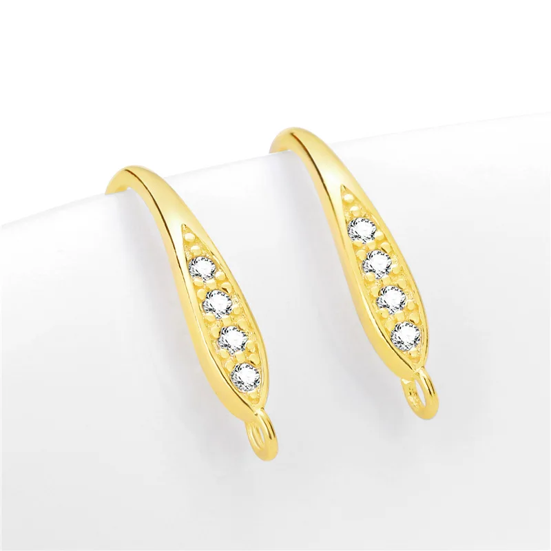 

Earing making supplies diy 18K Real Gold Plated cz zircon earring hooks hypoallergenic 925 sterling silver earrings findings, Rhodium or gold