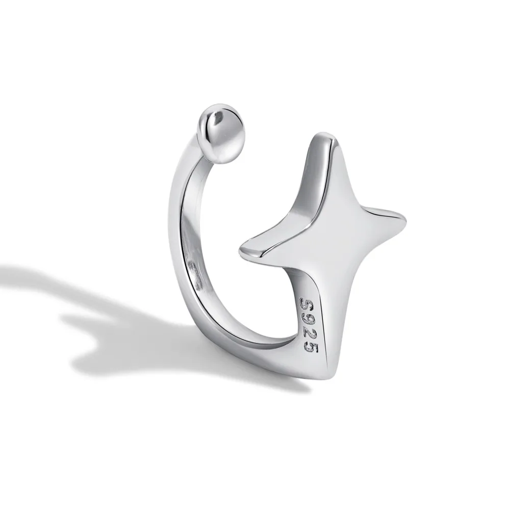 Dylam  Hypoallergenic Fine Jewelry Women 925 Sterling Silver earring Women Gifts Four-Pointed Star Clip On Earrings for women