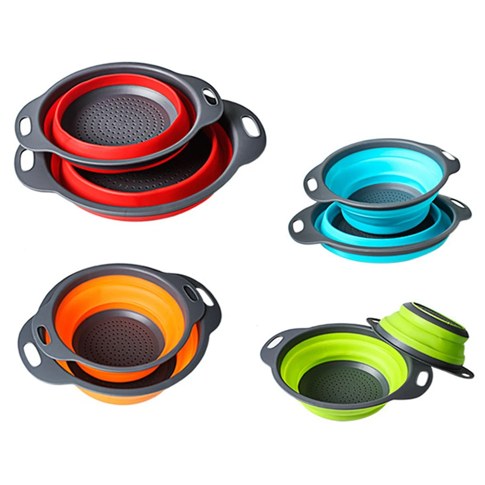 

Wholesale Collapsible Colander Silicone Folding Collapsible Filter Basket For Kitchen, Blue ,red ,orange,green