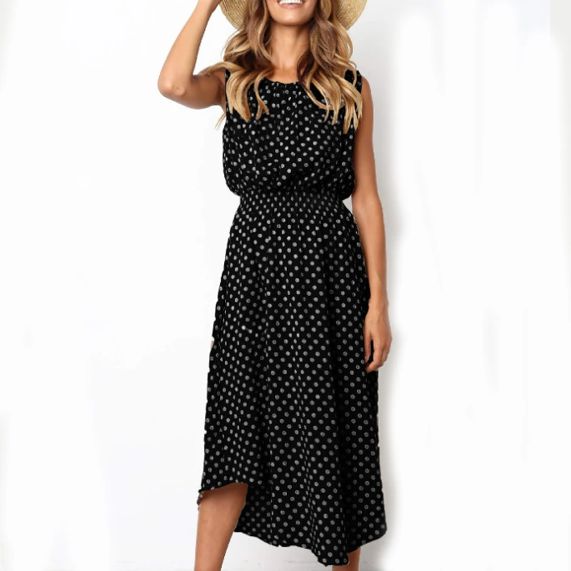 

Daster NS-139 2021 New Arrival Casual Clothes Women Dress Summer Sexy O Neck Girls Polka Dots Dress