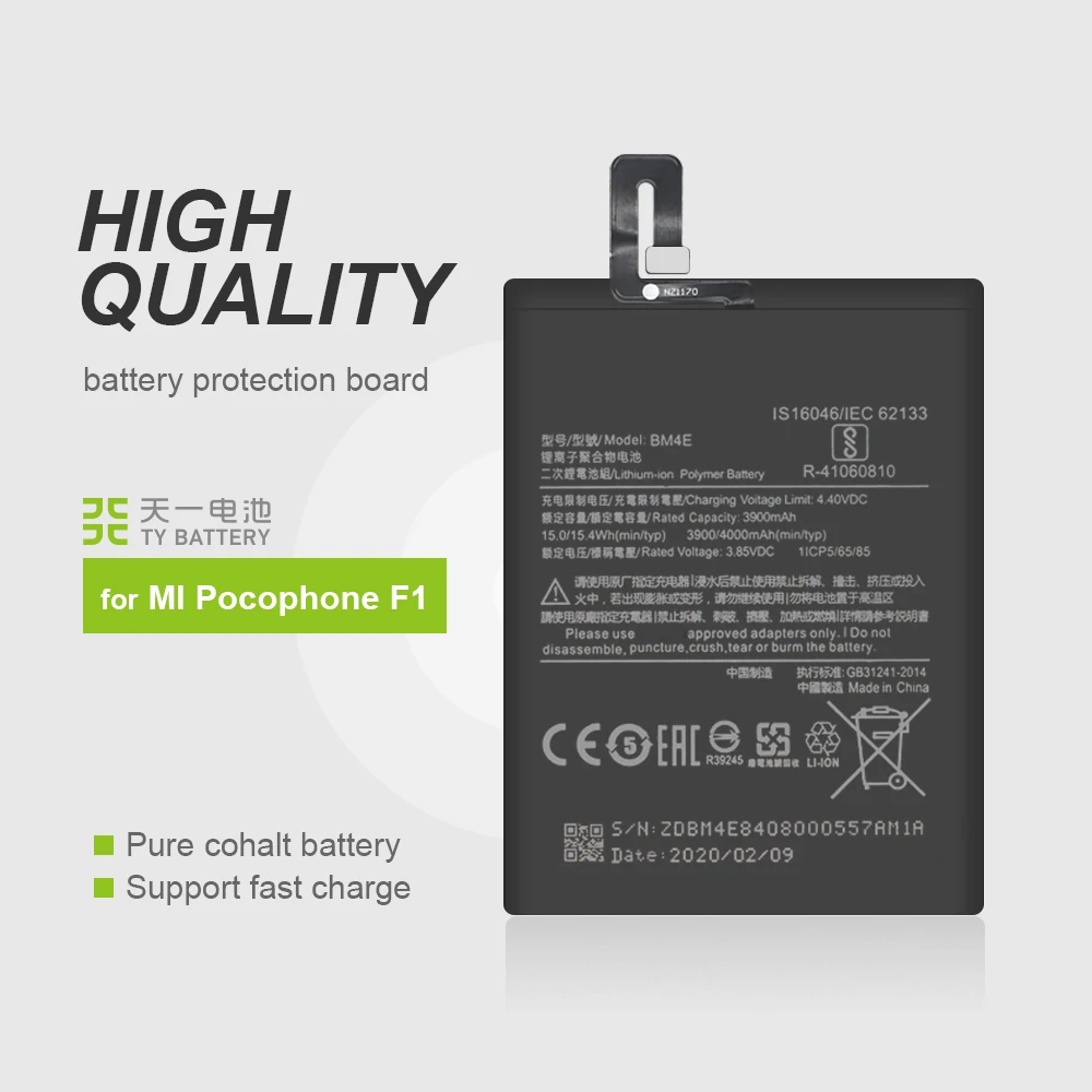 

4000mAh BM4E Battery For Xiaomi MI Pocophone F1 Poco F1 Li-Polymer Battery