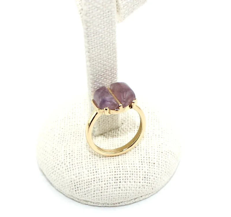 

European Hotsale Gold Plated Inlay Natural Amethyst Rings for Engagement, Picture