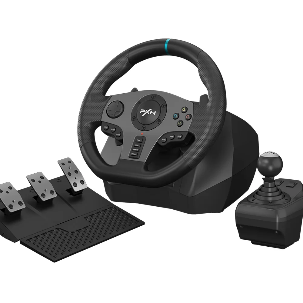 

PXN V9 New 900 degree Double Vibration Racing Steering Wheel with Shifter for PC/PS3/PS4/Xbox one&series/Switch, Black