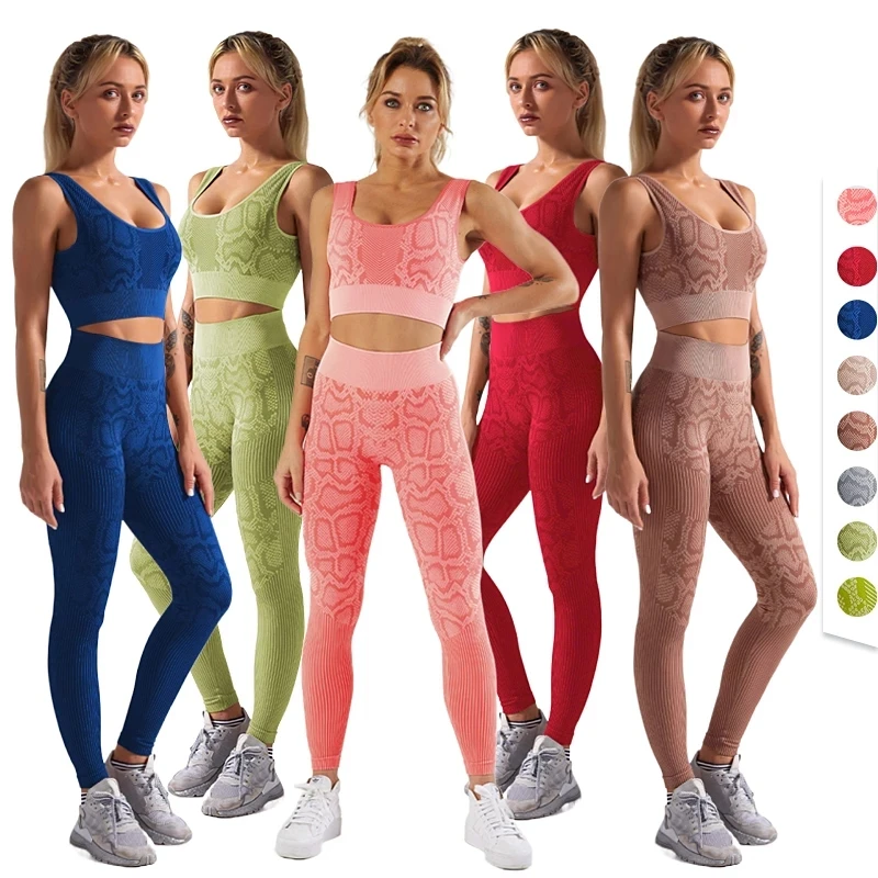 

plus size seamless yoga set women new yoga print set snake workout sets, Printed