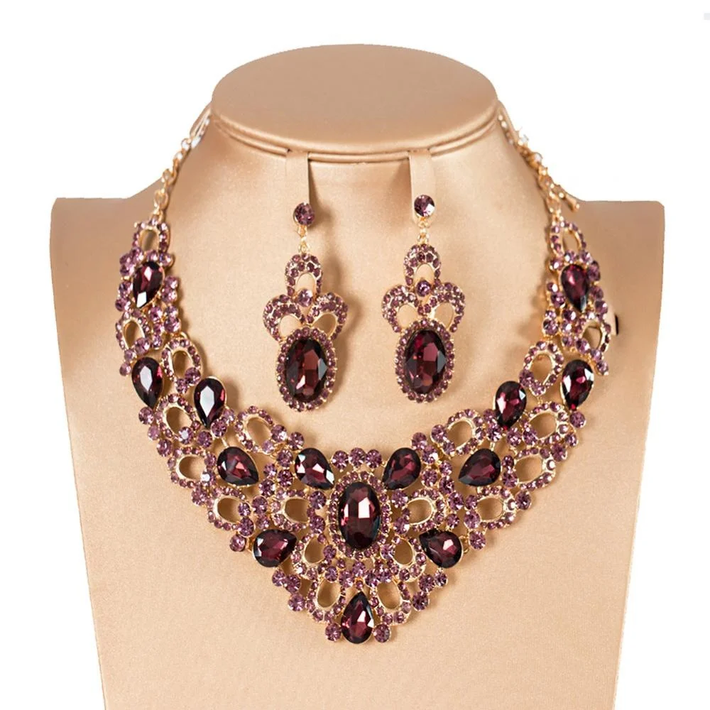 

China 18K Gold Plated Wholesale Thailand Zircon Elegant Alloy Jewelry Set
