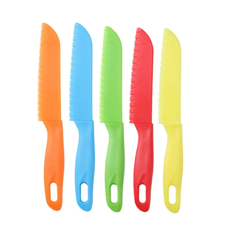 

Hot BPA Free Kids Safety Bread Lettuce 5 Pcs Kitchen Cake Plastic Knife Set