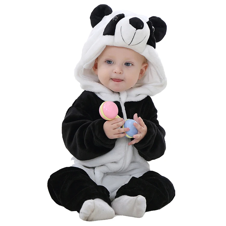 

MICHLEY OEM Winter Panda Pajamas Kids Animal Jumpsuits Halloween Baby Boys Clothes Romper