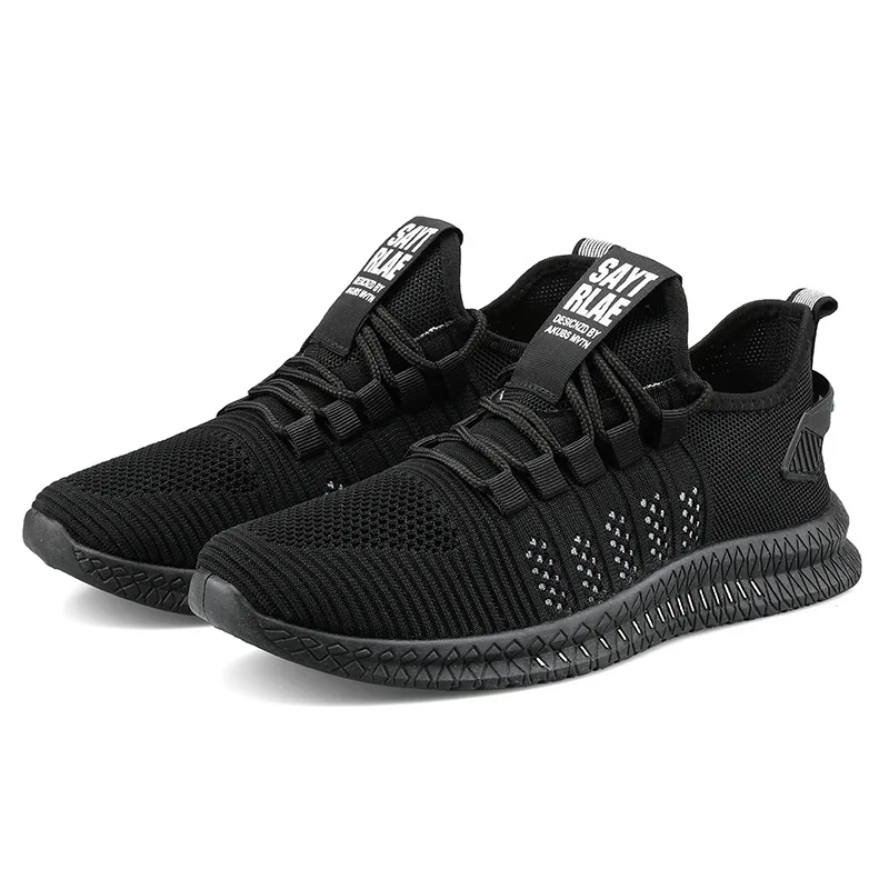 

2020 China Wholesale Mesh Knit rubber joggers shoes Mens Walking Shoe For Men, Black with white,black with orange,black with yellow