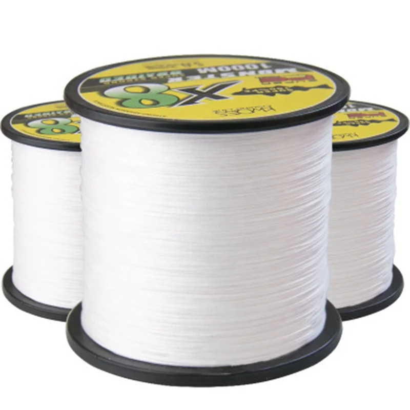 

white PE High strength 8 HP fishing line braided 1000 braided fishing line is rugged, Gray