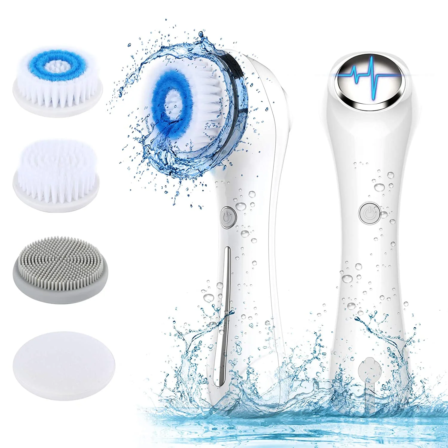 

Electric Face Cleanser Facial Cleansing Skin Care Brush Face Vibrating Massager Deep Cleaning Brush for Skin Care, Green/white