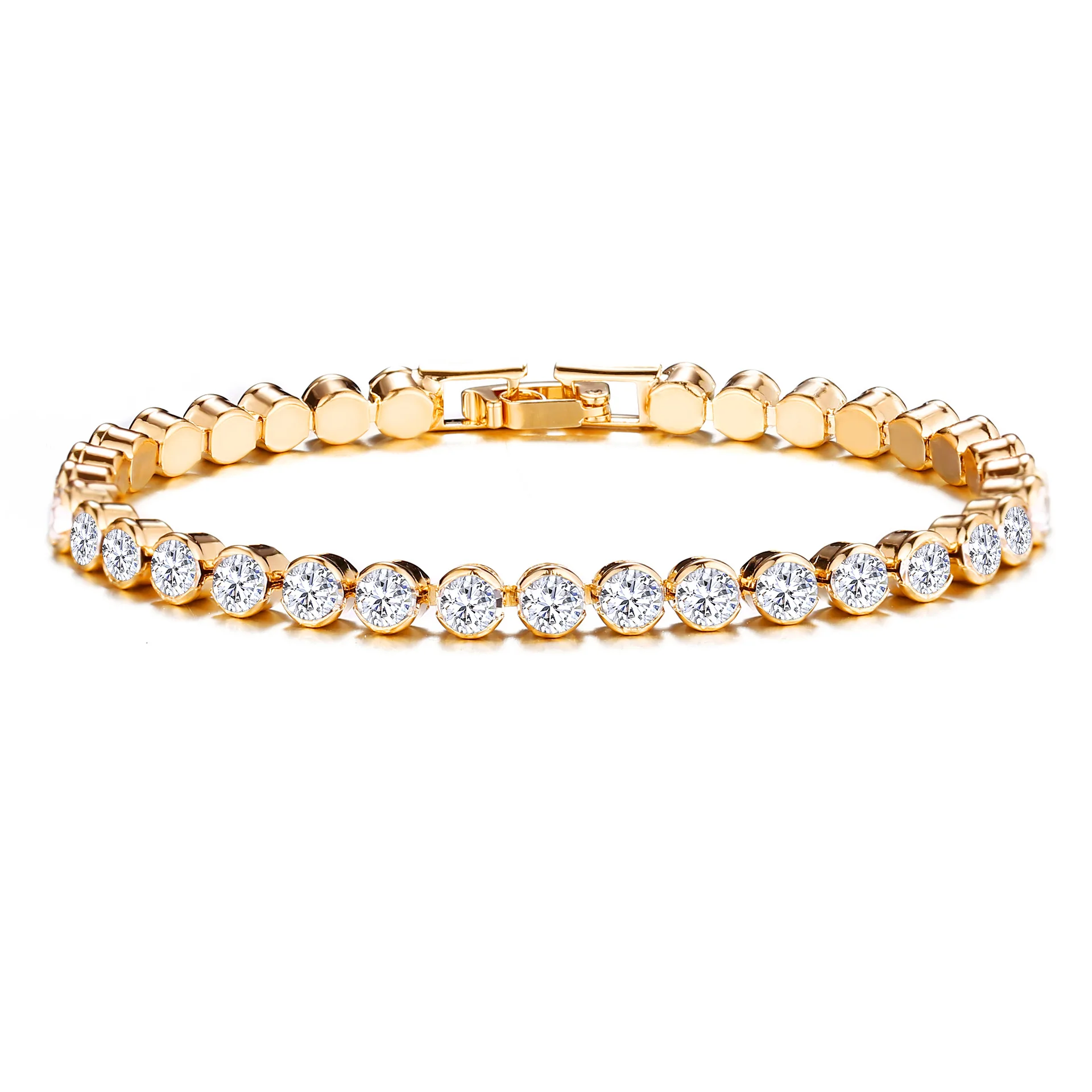 

Wholesale luxury rhinestone jewelry gold plated women men cubic zircon crystal diamond tennis bracelet, As pictures