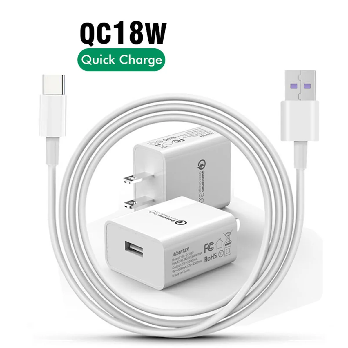 

Fast Charger 18w 3a Qc 3.0 Usb Charger Quick Charge Qc3.0 Wall Adapter Eu / Us Plug Mobile Phone Charger, White / black