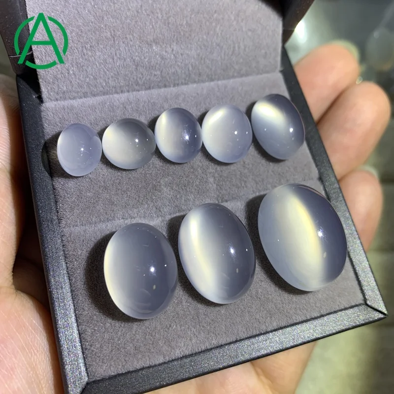 

ArthurGem Natural White Chalcedony Oval Cabochon, Gemstone Cabochons for Rings Making, 100% natural color