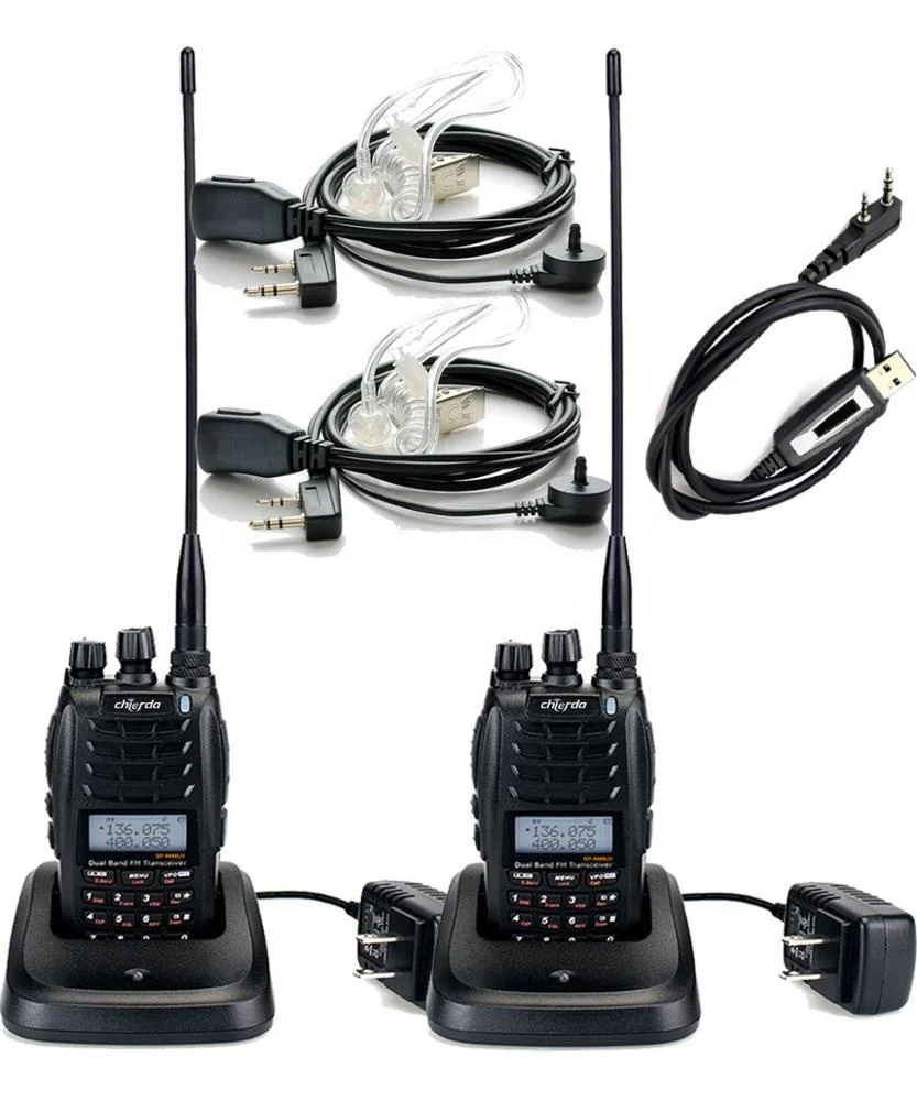 

Long range two way radio Dual band woki toki handheld UHF VHF ham radio transceiver walkie talkie, Black