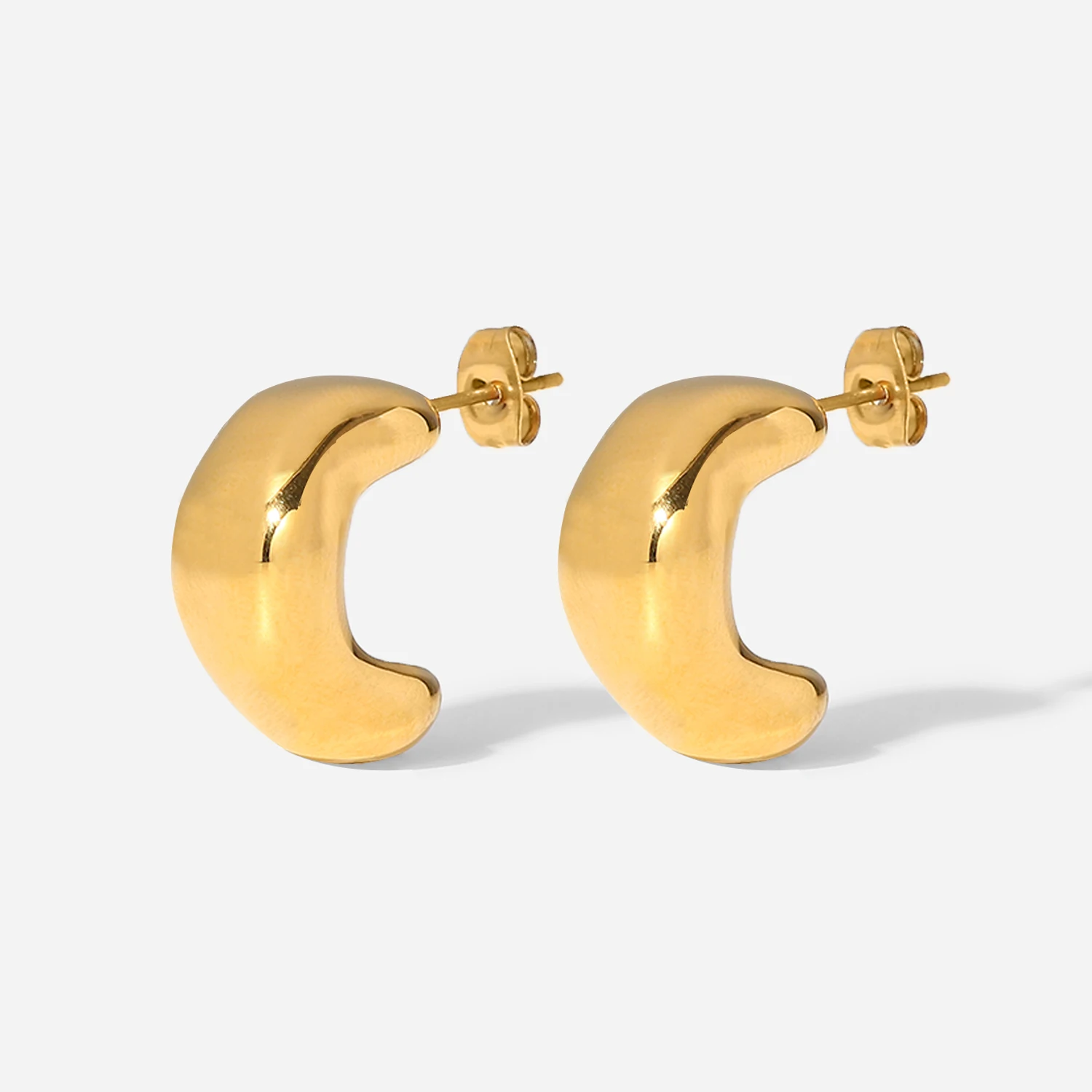 

18K Gold Stainless Steel C-Shaped Twist Geometric Statement Stud Earrings Jewelry 2022 For Women