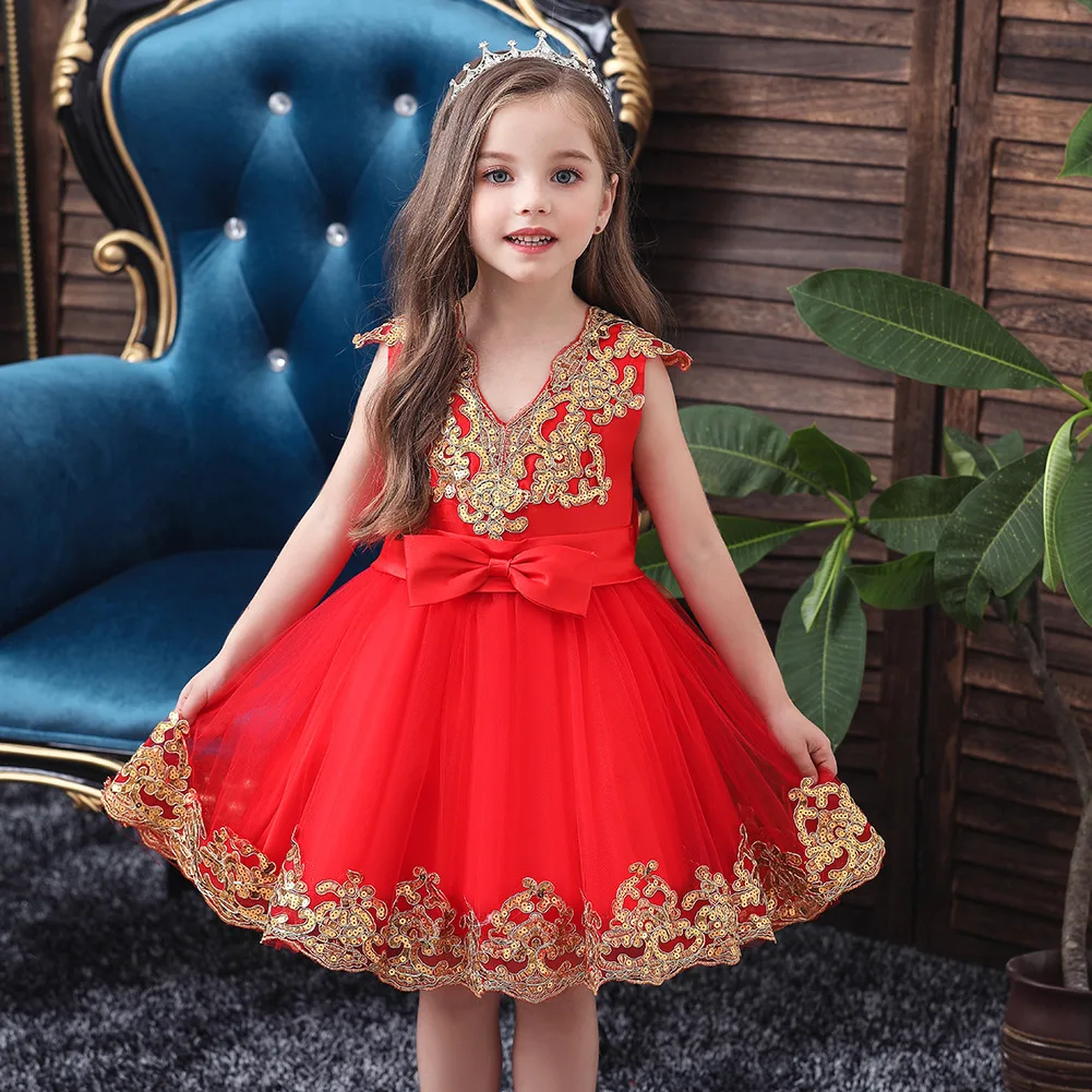 Made-in-China Girl Flower Children's Birthday Party Dresses and Dresses with Yarn Skirts and Embroidered Dresses