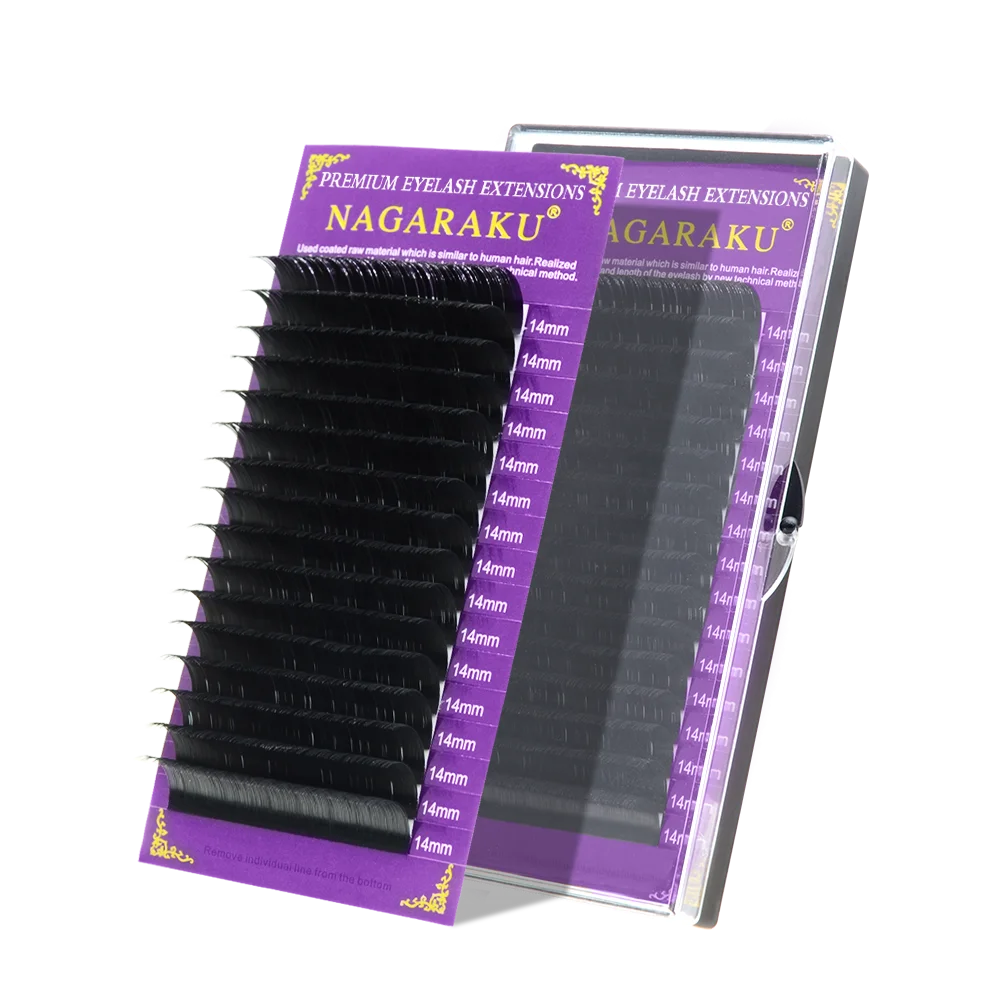 

NAGARAKU eyelash extension supplier private logo lashes easy fanning lashes volume, Matte black