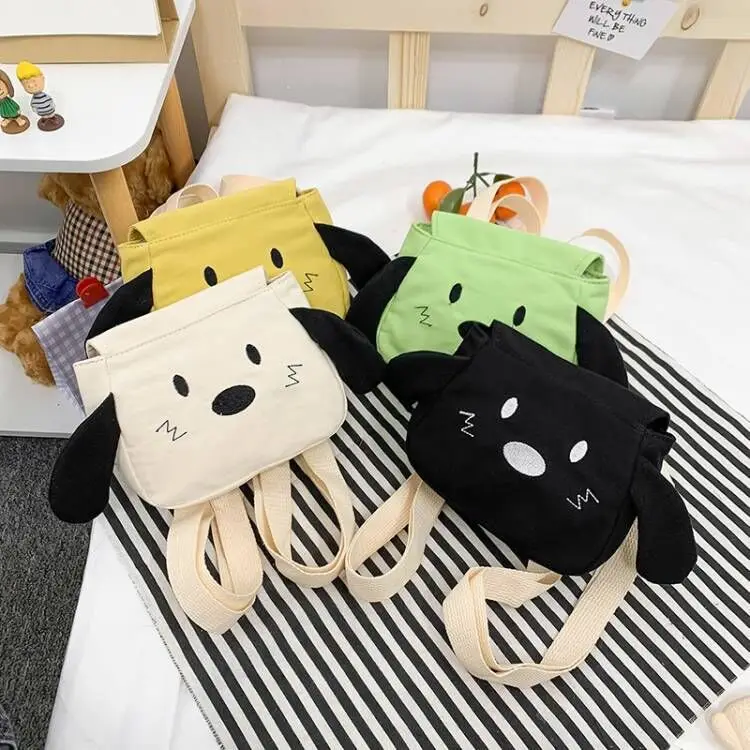 

2022 new embroidered line puppy children's bag cartoon cute canvas baby shoulder messenger bag baby shoulder bag
