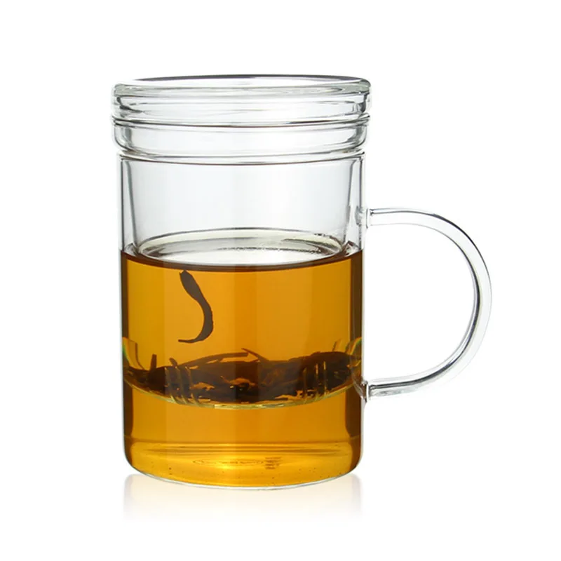 

450ml 12oz Borosilicate Glass Tumbler Infuser Mug with Tea Filter and Lid