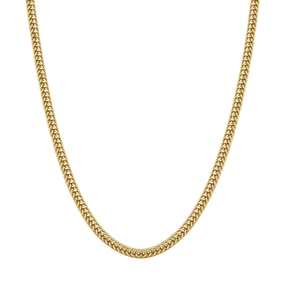 2.5mm Franco Link Unisex Necklace Jewelry SNAKE Chain 18K Gold Plated Silver Gold Stainless Steel Franco Chain for Men Women