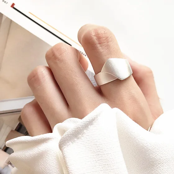 

Ins Style 925 Sterling Silver Irregular Matte Ring for Women, As pictures