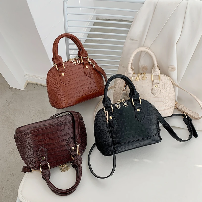 

2021 Luxury Retro Shell Bag PU Leather Lady Single Shoulder Tote Bag Designer Handbags Famous Brands Purses For Women, 4 colors
