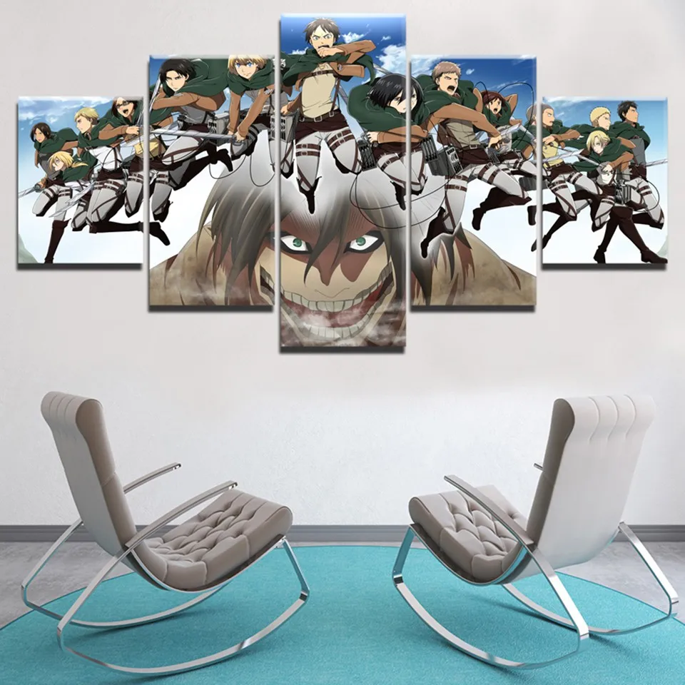 

Attack on Titan Anime Painting Wall Art Christmas Decoration Oil Painting on Canvas Manga Wall Cover Stickers Birthday Gifts, Multiple colours