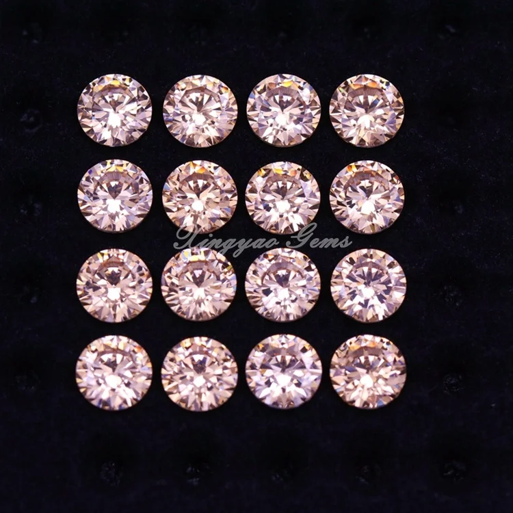 

300Pcs/Pack Loose Synthetic Cz Stone 3mm-6mm Round Brilliant Cut Cubic Zirconia Champagne/Pink Gemstones For Jewelry Making