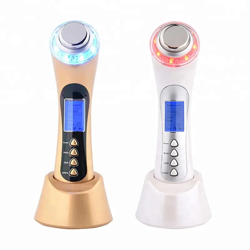 

7 in 1 multifunction ultrasonic led facial massager, Red, white, blue, green optional