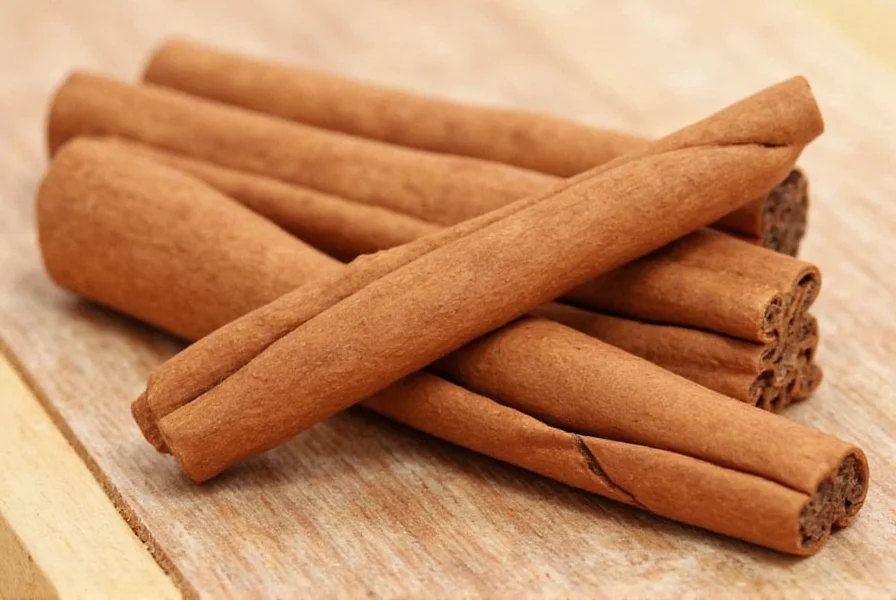 Close-up comparison of korintje cinnamon sticks versus Ceylon cinnamon sticks showing texture and color differences