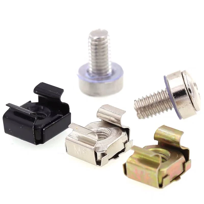 M6 M8 Black Color Square Lock Captive Nuts Cage Nuts For Server Rack