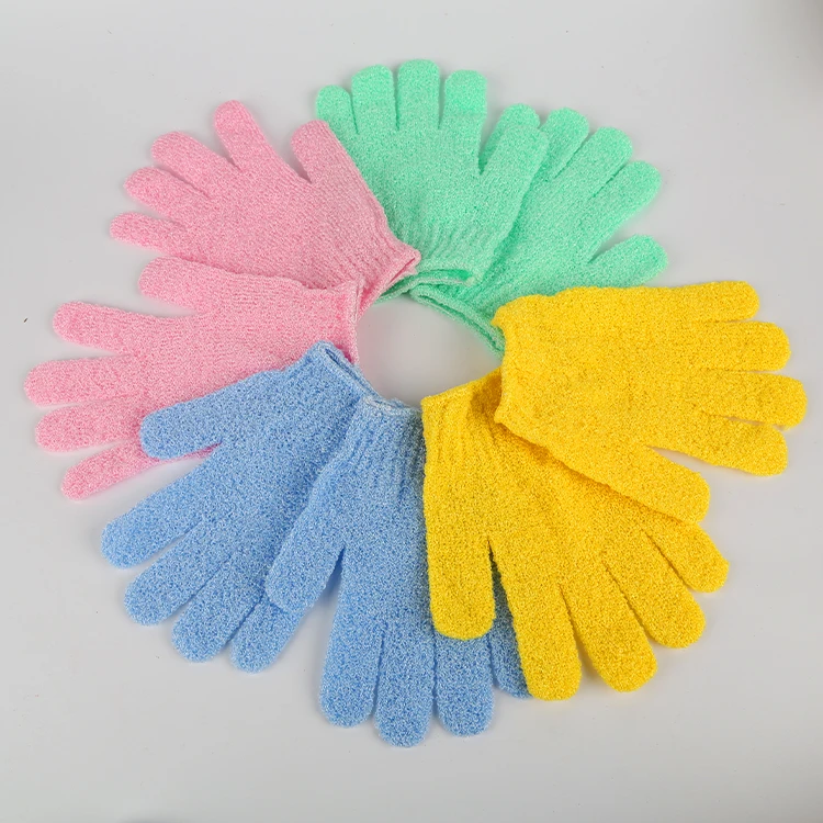 

Wholesale Body Scrubber Nylon Bath Glove Custom Exfoliating Gloves Bath Mitt Shower Exfoliating Gloves