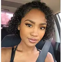 

Curly Front Lace Human Hair Short Wigs Bob Wigs Remy Brazilian Hair Glueless Lace Frontal Wig For Women Natural Black Hair