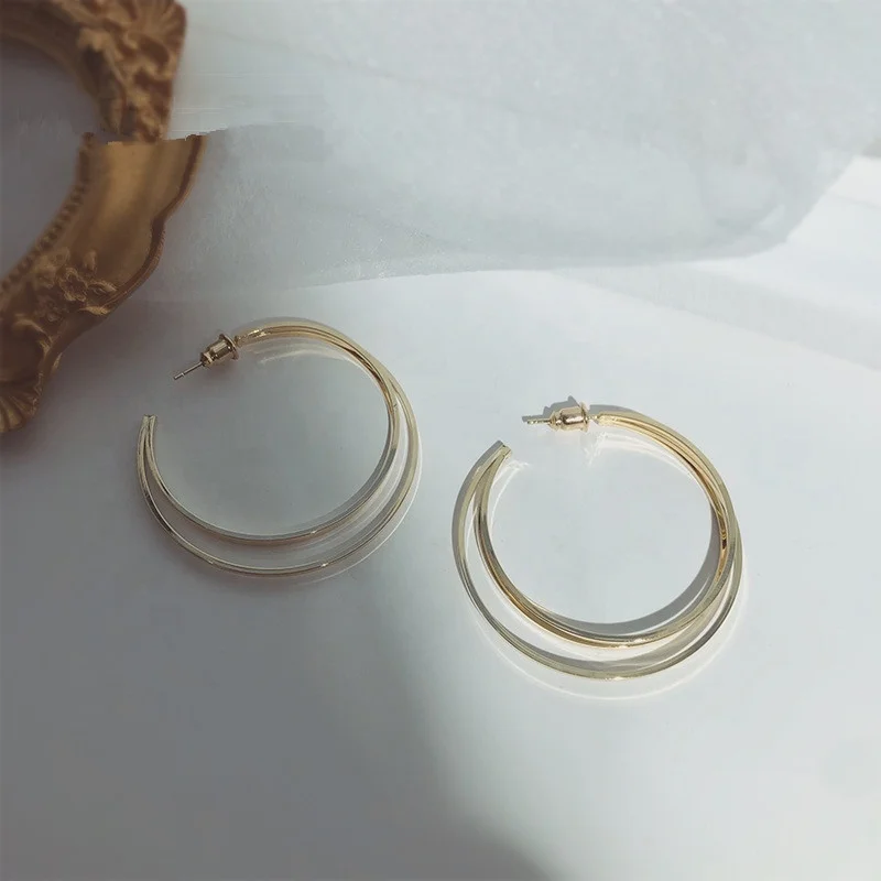 

Punk Wholesale Sales Fashion New Earrings Simple Hollow Gold / Silver Texture Women's Earrings