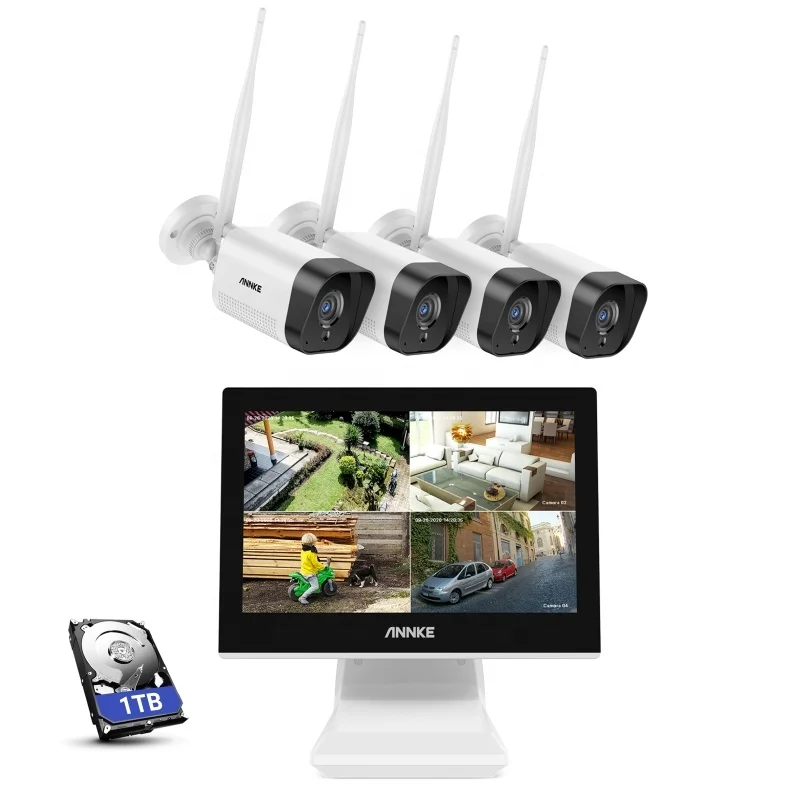 

ANNKE 4CH 3MP WiFi IP Wireless NVR Security Camera System HD Outdoor Audio CCTV Camera Kit with 1TB HDD