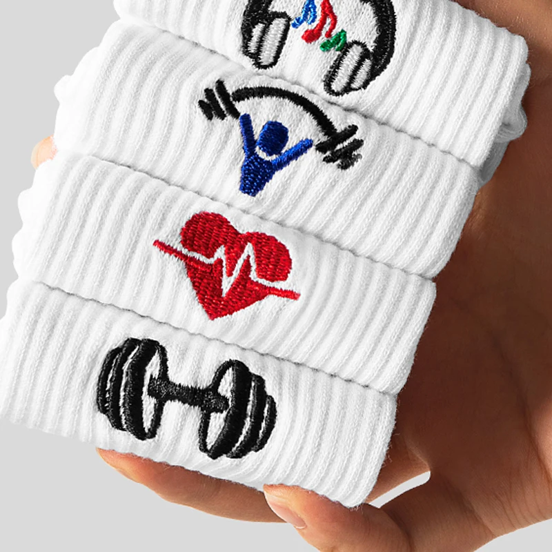 Knitted Basketball Logo Athletic Sport Socks