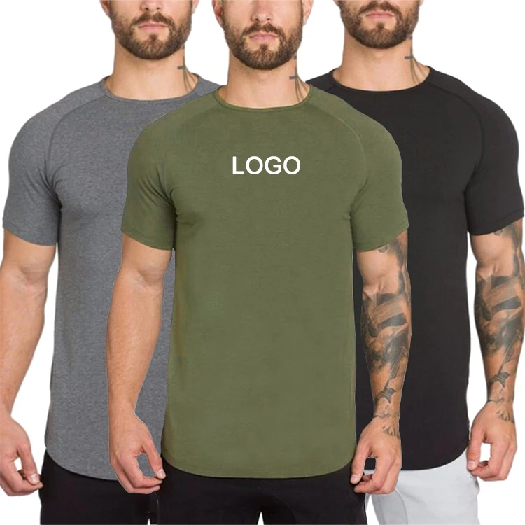 

Wholesale summer solid color blank fitness men's breathable sports T-shirt slim fit short sleeves mens t shirt