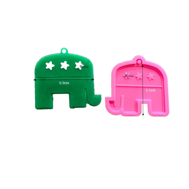 

S805 Shiny cute elephant shaped animal keychain mold for resin crafts, Random