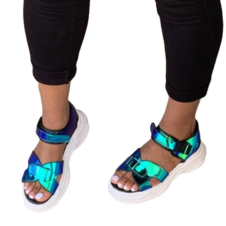

Plus size Beach sandals new open-toed sequined thick-soled large size women ashion shoes