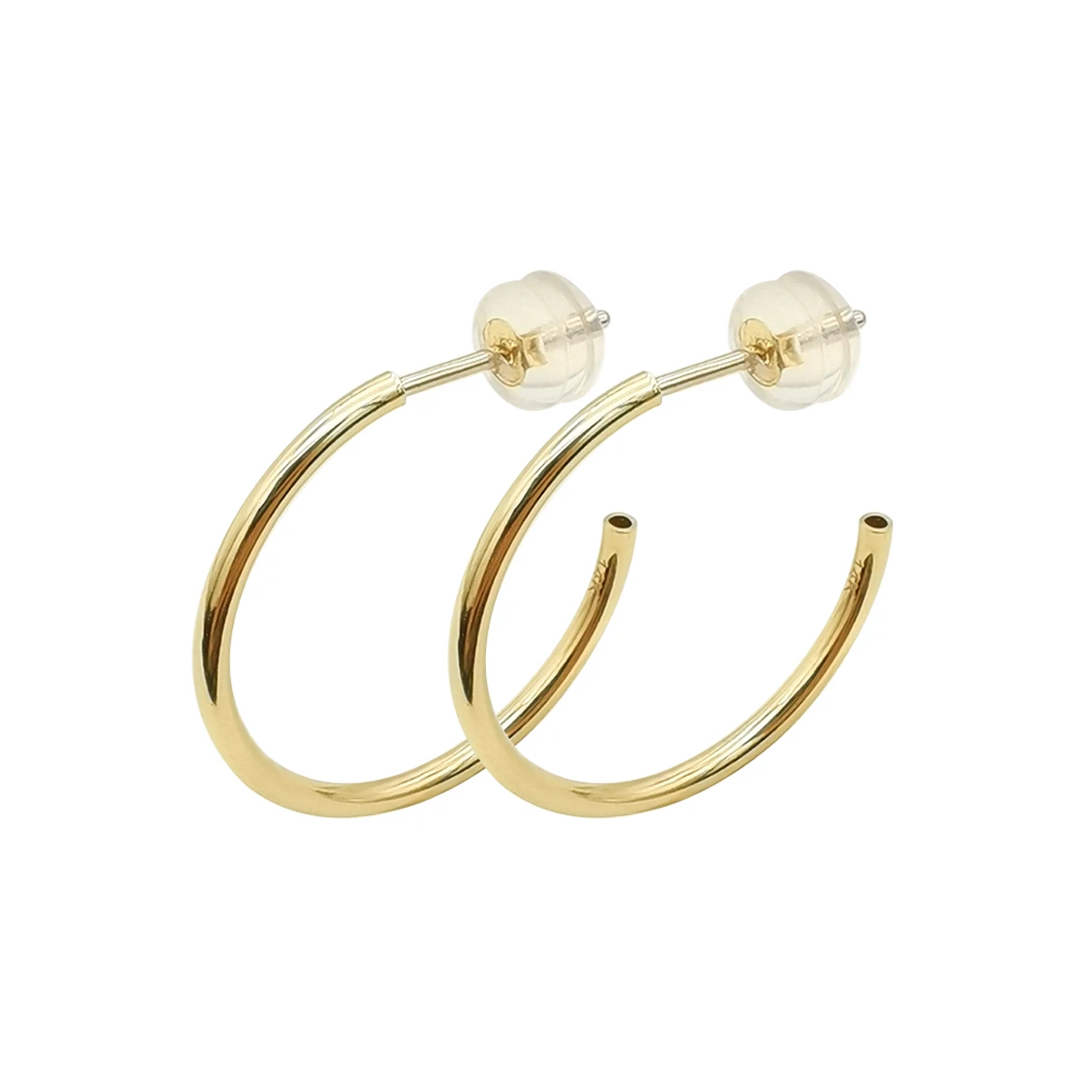 

Fashion Jewelry Wholesale 14k Real Gold Jewelry Hoop Earrings, Girl Simple Design 20 14mm Hoop Real 14kt Gold Jewelry Wholesale