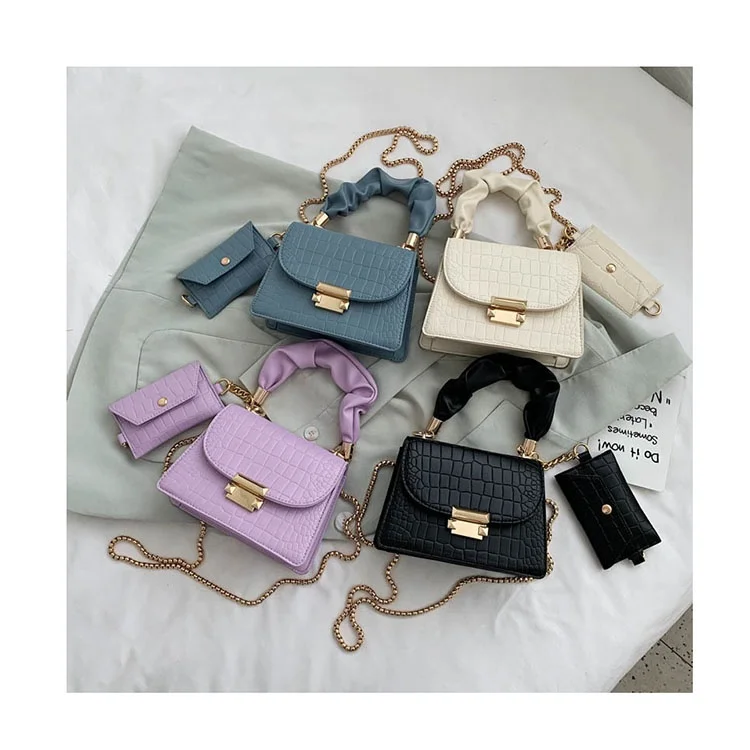 

2021 New trendy handbag bags crocodile pattern fashion small square handbags leather luxury women chain bag purse, As the picture shown