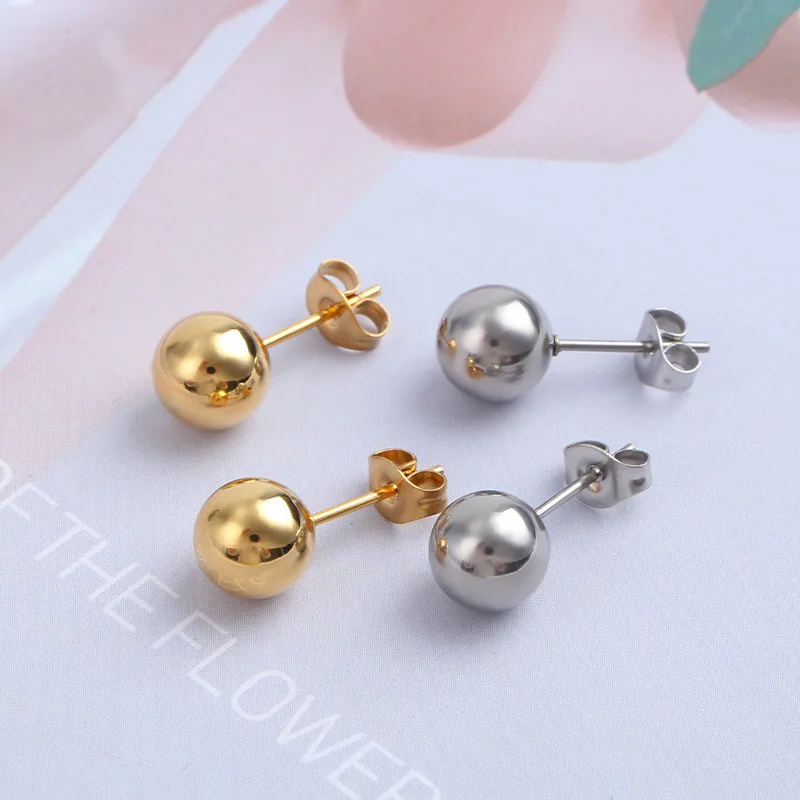 

2023 New Design Stainless Steel 18k Gold PVD Plating 2MM~8MM Ball Stud Earrings Jewelry for Women Earrings Jewelry