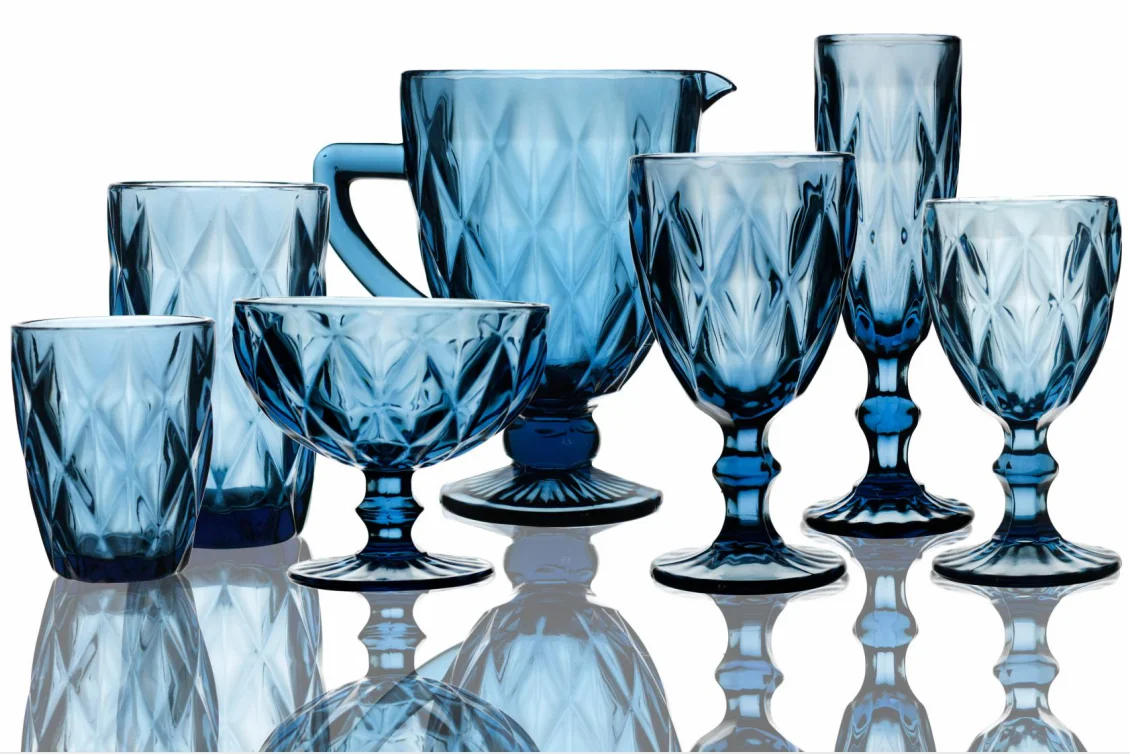 colored glass cups