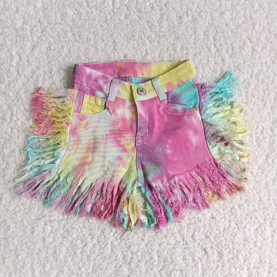 

No moq Baby girls summer pants kids fashion denim fabric material children boutique matching cute wholesale ready to ship pants