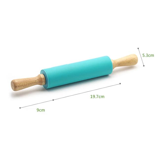 Professional Colorful Silicone Rolling Pin Non Stick Surface Wooden