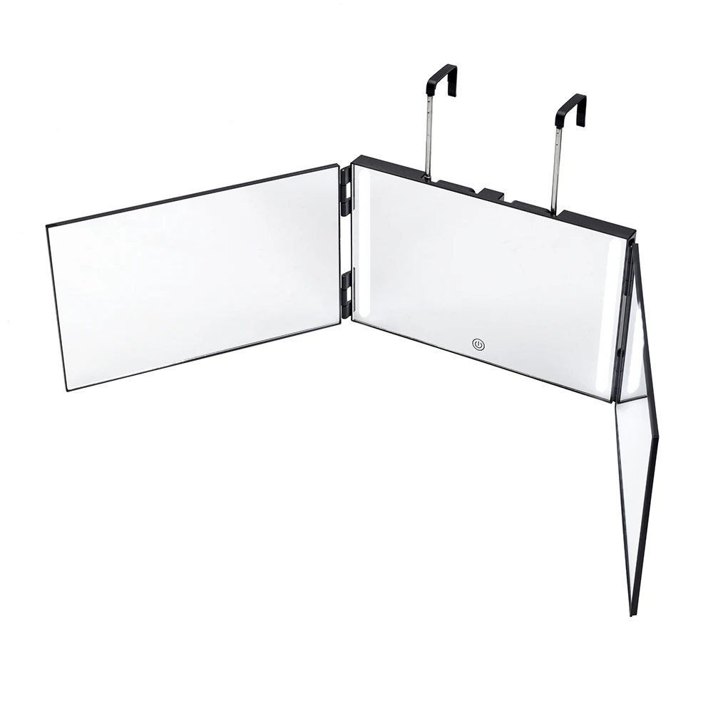 

LED Makeup Mirror Trifold Wall Mounted Hot Sale High Quality Vanity Foldable Mirror, Black