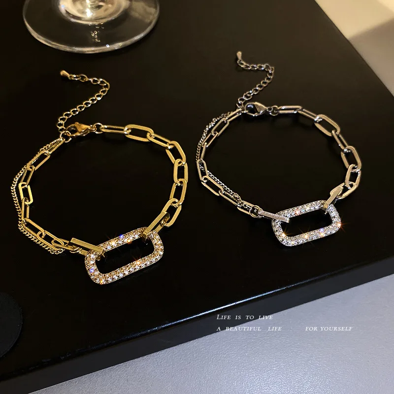 

fashion gold plated chain crystal charm bracelet