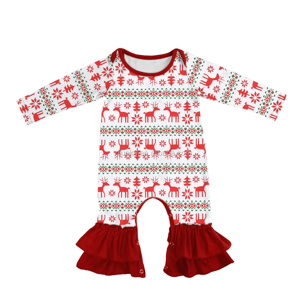 

Fall Newborn Clothes Deer Jumpsuit Ruffle Christmas Baby Girl Rompers, Picture
