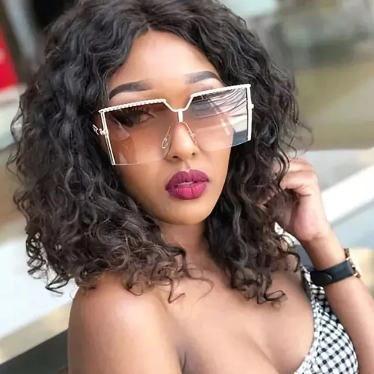 

Rimless Frame Oversized sunglasses Women ocean lens trendy sun glasses 2020