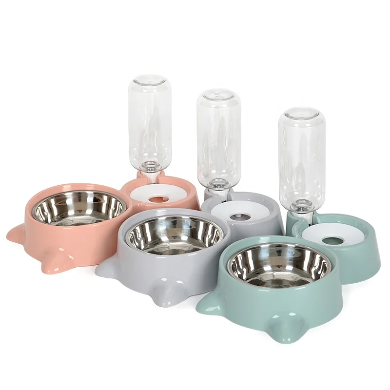 

Automatic Stainless Steel Bowls Cat Drinking Fountain Pet Feeder Automatic Double Pet Feeder Dog Bowl